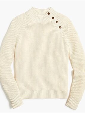 J. Crew Cream Button-Shoulder Turtleneck Sweater